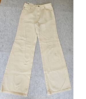 KOOKAI Ezra Wide Leg Jeans Cream 100% Cotton Mid Rise Size 40 US Sz 8 New